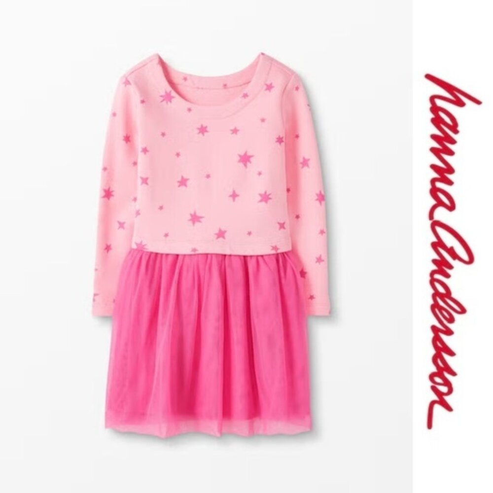 Hanna Andersson | "Happy Pink" Stars Terry + Tulle Dress | Size 5